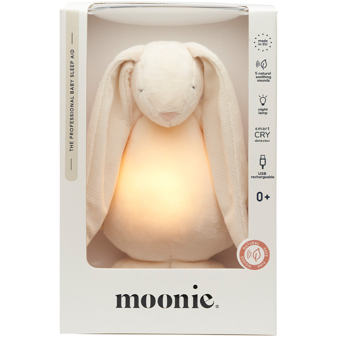 moonie 2.0 next gen knuffelkonijn met nachtlamp en geluid - cream - 28 cm | KCR2 | 4