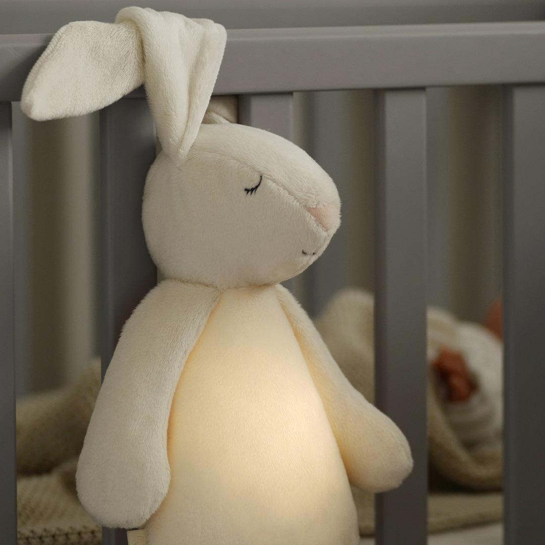 moonie 2.0 next gen knuffelkonijn met nachtlamp en geluid - cream - 28 cm | KCR2 | 5