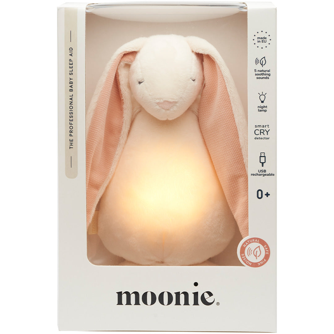 moonie 2.0 next gen knuffelkonijn met nachtlamp en geluid - powder - 28 cm | KPW2 | 4