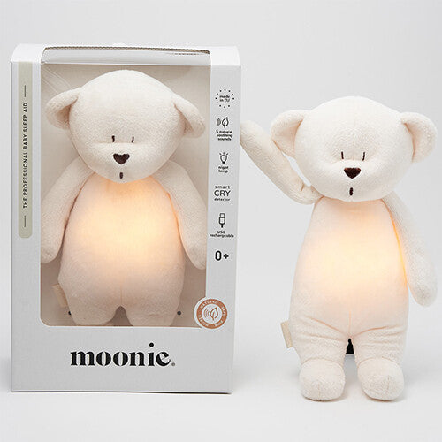 moonie knuffelbeer met nachtlamp en geluid - cream - 28 cm | MOO6004 | 6