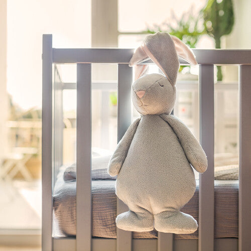 moonie knuffelkonijn met nachtlamp en geluid - silver - 28 cm | MOO1005 | 4