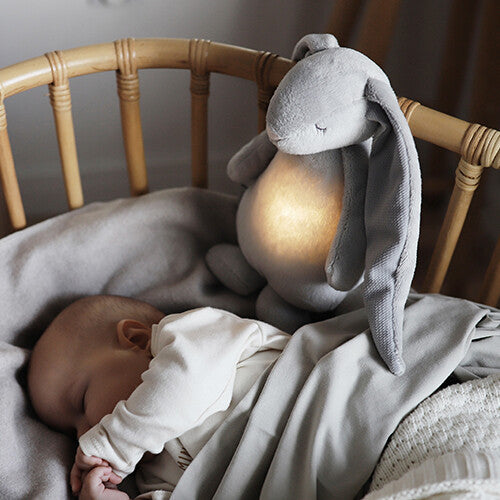 moonie knuffelkonijn met nachtlamp en geluid - sky - 28 cm | MOO1001 | 2
