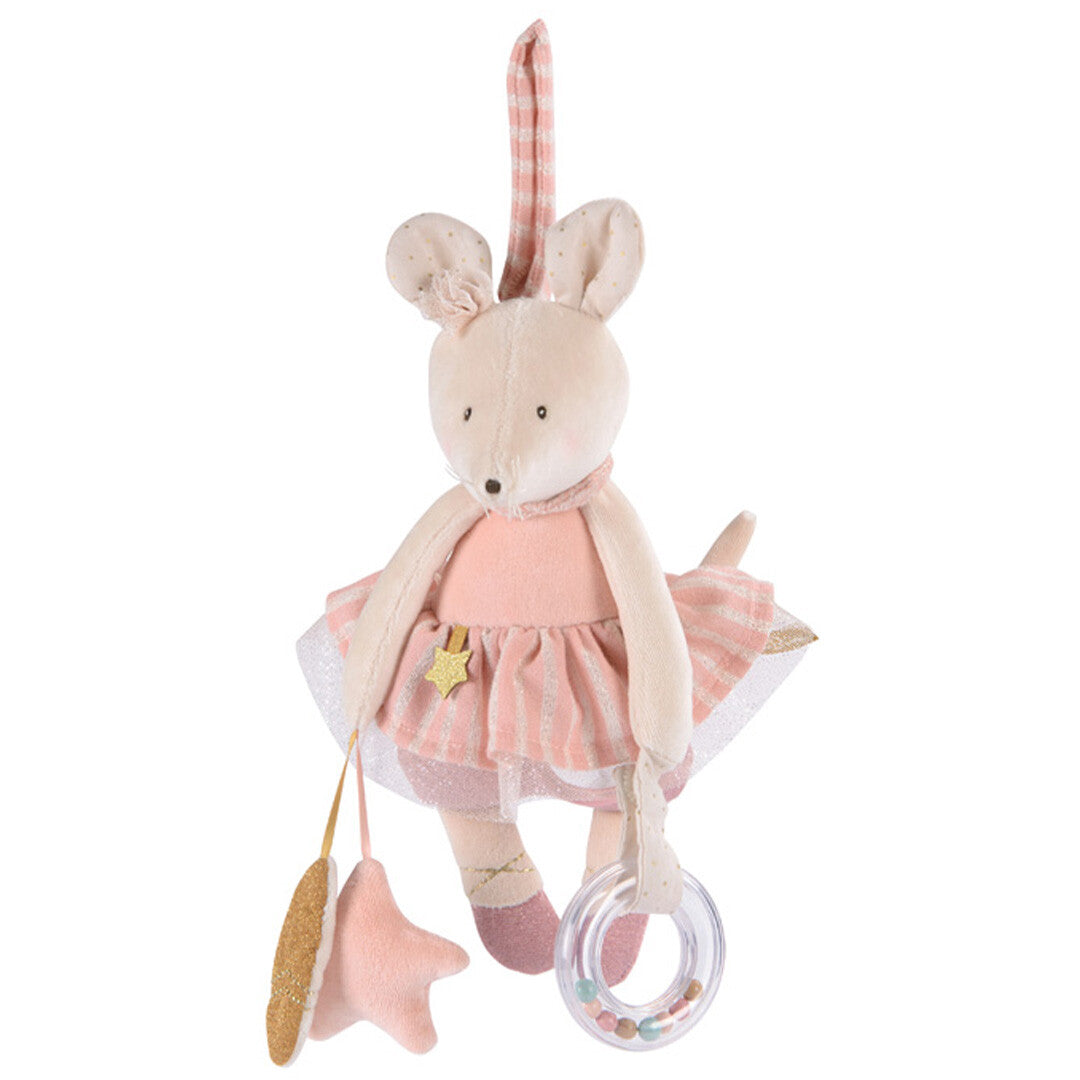 moulin roty activiteitenknuffel hanger muis la petite école de danse - 34 cm | 667080  | 1
