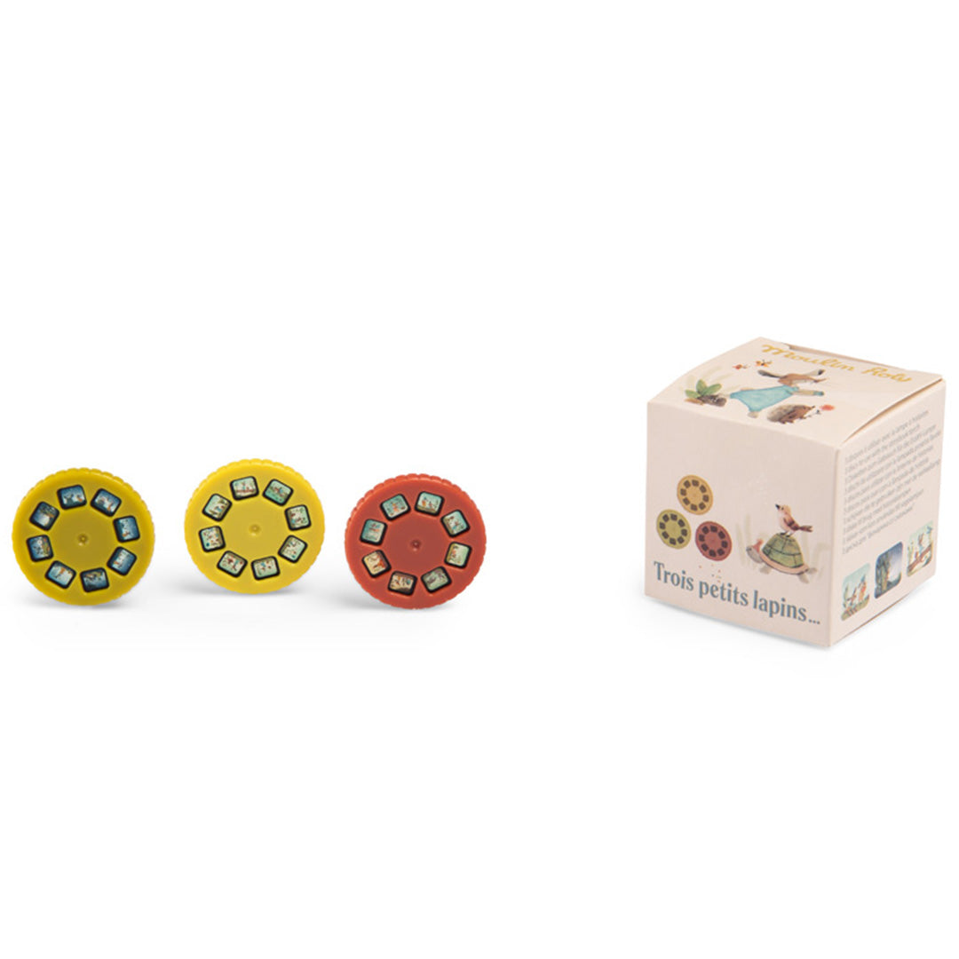 moulin roty discs voor projector bedtijdverhalen trois petits lapins | 678364 | 0