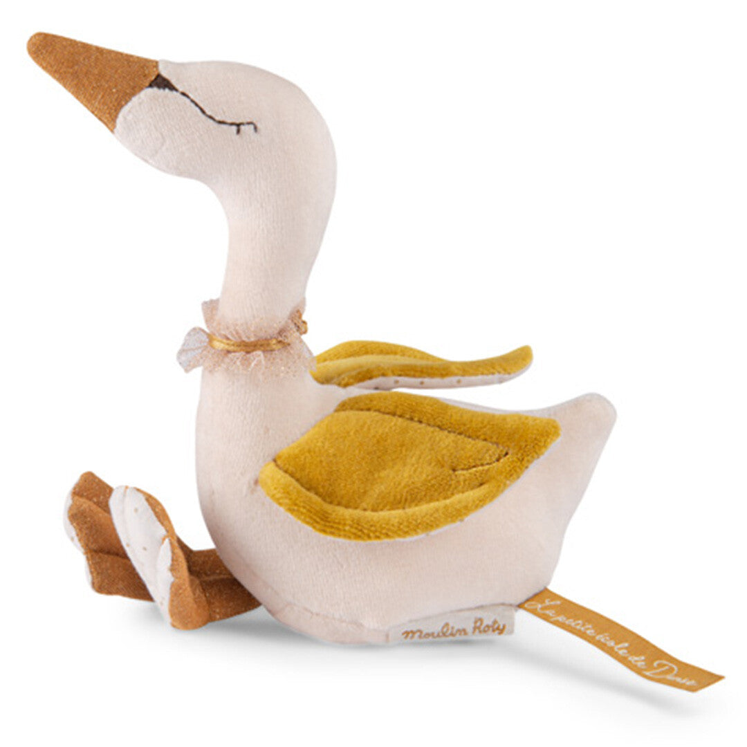 moulin roty knuffelzwaan rammelaar la petite école de danse - goud - 18 cm | 667034 | 1