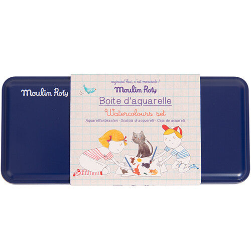 moulin roty waterverf met penseel - 24 kleuren  | 713136 | 2