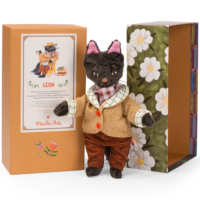 moulin roty knuffelkat les minouchkas - léon - 25,5 cm | 681028 | 1