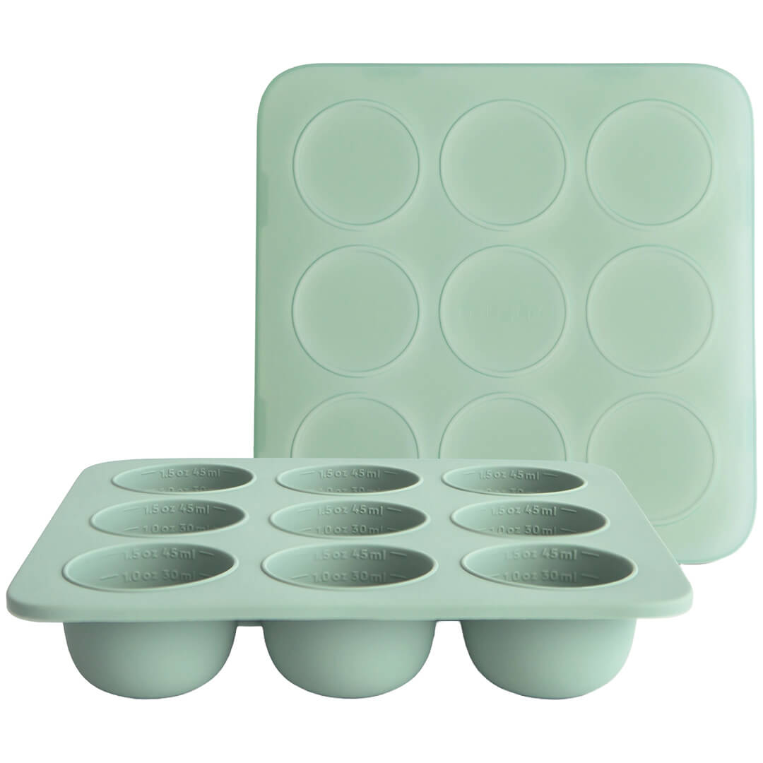 mushie siliconen invriesvorm babyvoeding - 9x45 ml - cambridge blue | 70.081.01 | 0