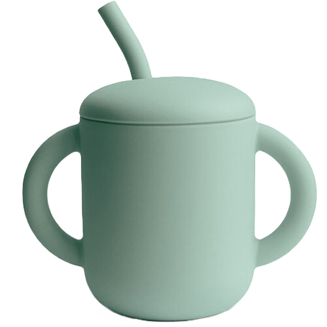 mushie siliconen kinderbeker met rietje - cambridge blue  | 70.051.03 | 0