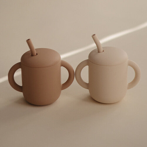 mushie siliconen kinderbeker met rietje - natural  | 70.051.01 | 1