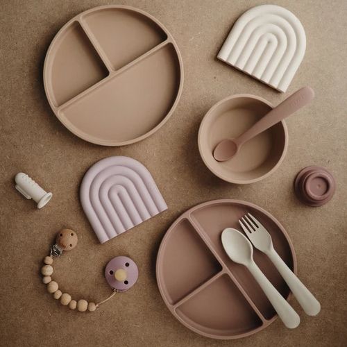 mushie siliconen kinderkom met zuignap - blush | 70.018.04 | 1