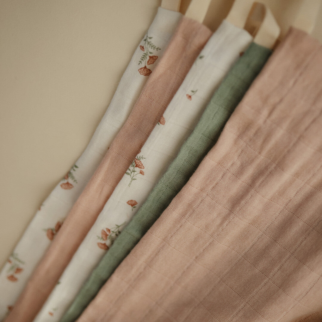 mushie washandjes pink flowers - 5st   | 70.713.01 | 2