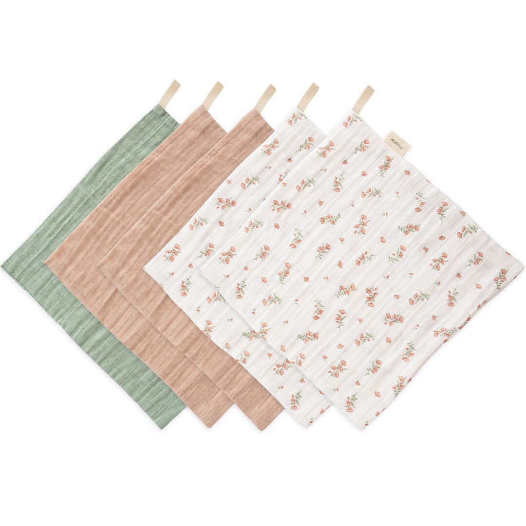 mushie washandjes pink flowers - 5st   | 70.713.01 | 3