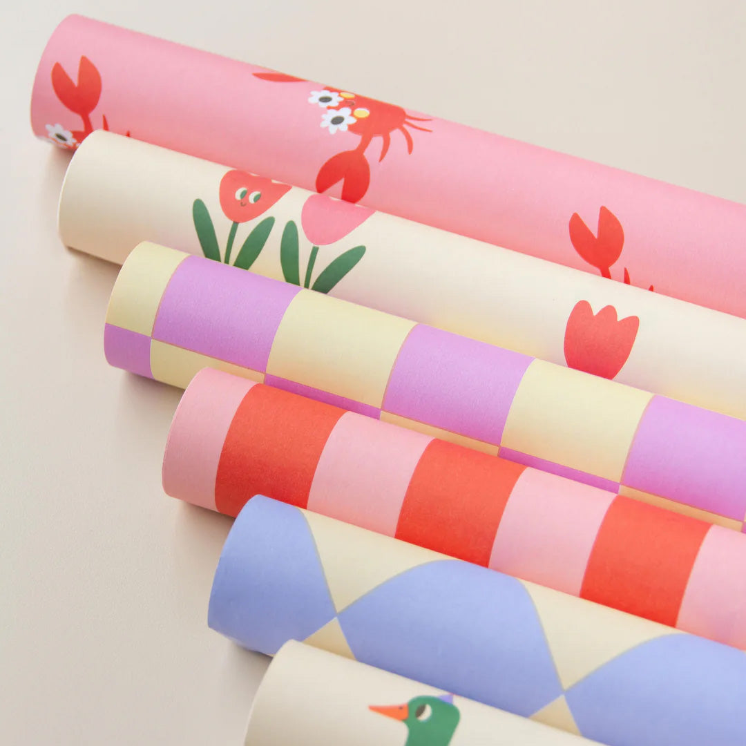 ole inpakpapier stripes - poppy red - litchi - 3 m 2