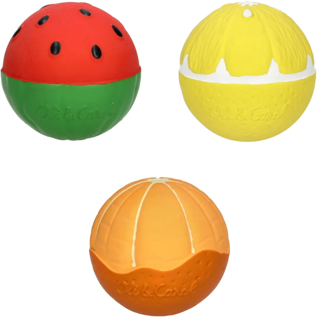 oli & carol sensorische speelballen fruitsalade - 3st | L-BABY-BALL-FRUITS | 1