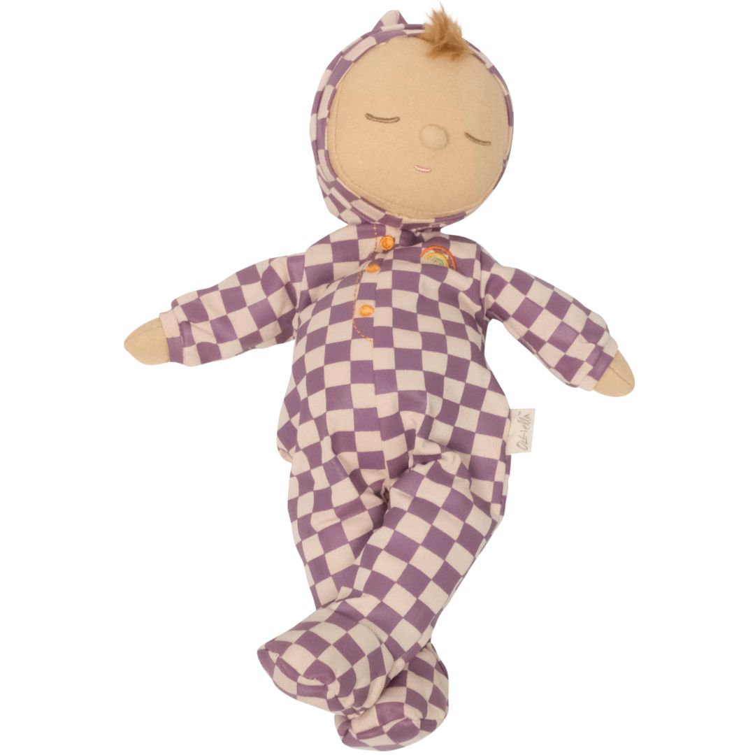 olli ella lappenpop dozy dinkum doll - twinkle - plum check - 32 cm  | OEKDOZDOZ-PL-O | 3