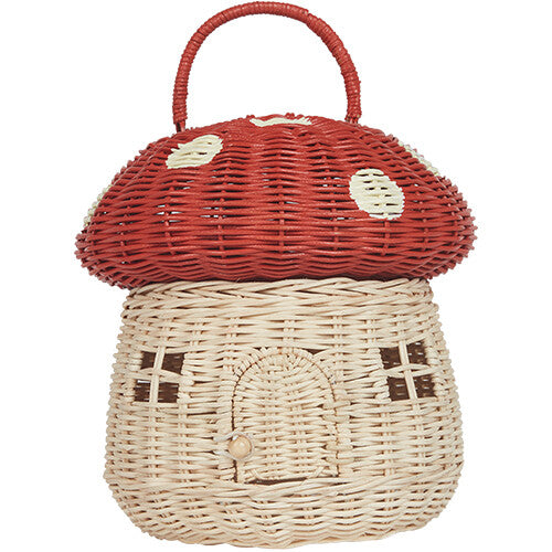 olli ella opbergmand en poppenhuis paddenstoel - rood - 28 cm | OEKTOY-MSH-RE-O | 0