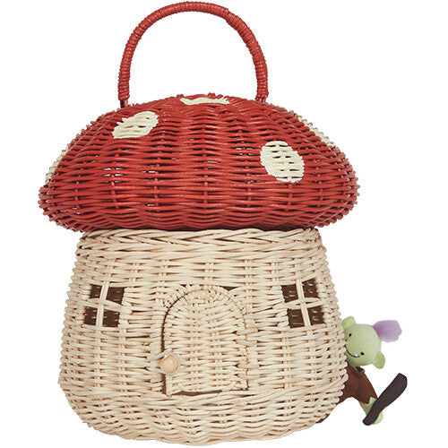 olli ella opbergmand en poppenhuis paddenstoel - rood - 28 cm | OEKTOY-MSH-RE-O | 6