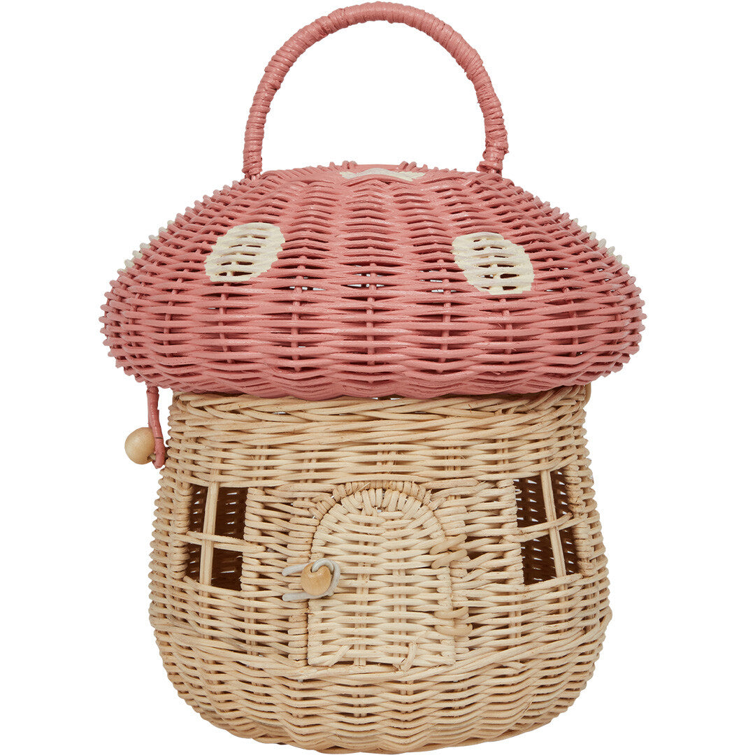 olli ella opbergmandje en poppenhuis paddenstoel - musk - 28 cm | OEKTOY-MSH-MK-O | 0