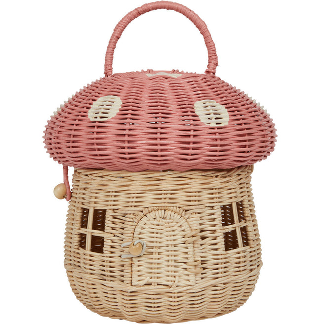 olli ella opbergmandje en poppenhuis paddenstoel - musk - 28 cm | OEKTOY-MSH-MK-O | 0