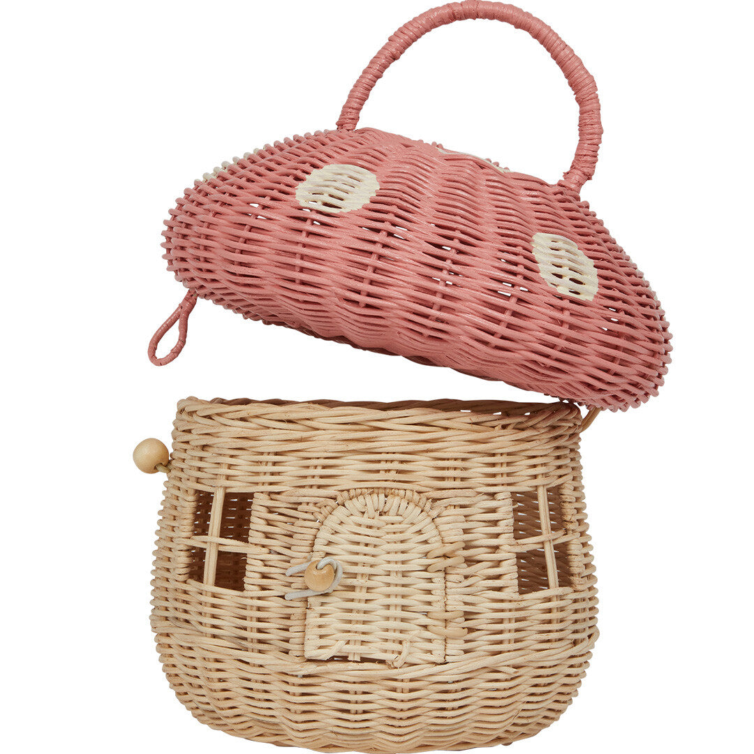 olli ella opbergmandje en poppenhuis paddenstoel - musk - 28 cm | OEKTOY-MSH-MK-O | 1