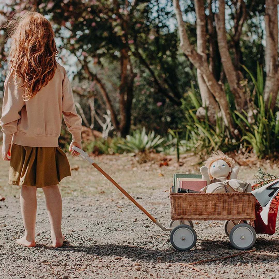 olli ella gevlochten trekwagen wonder wagon - naturel  | OEKTOY-WW-NA-O | 1