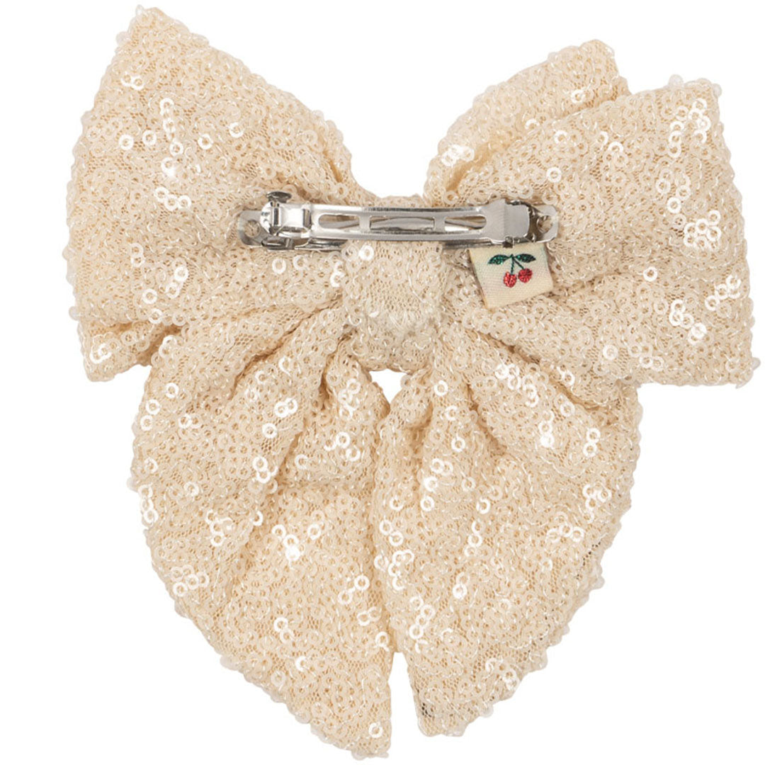 konges sløjd barrette aries sequin bow - white smoke