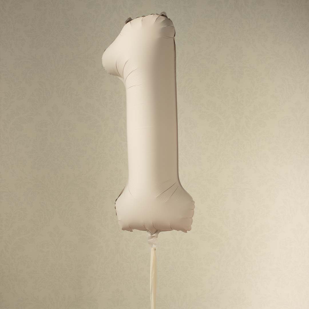partydeco cijferballon 1 - beige - 86 cm | FB1T-1-013J | 2