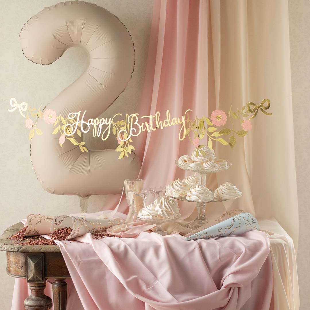partydeco cijferballon 2 - beige - 86 cm | FB1T-2-013J | 2