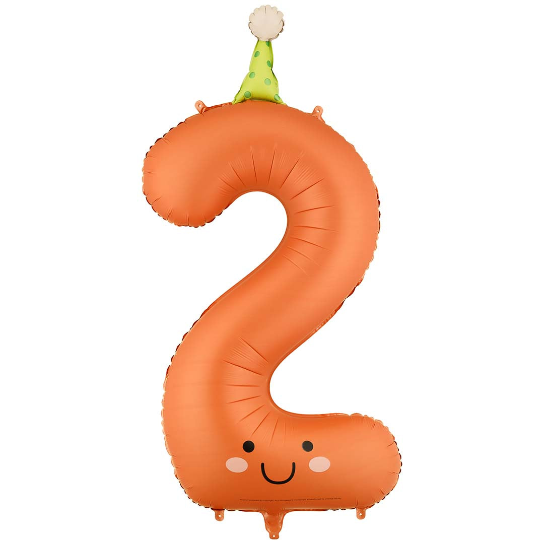 partydeco cijferballon 2 - oranje - 86 cm | FB411T-2 | 2
