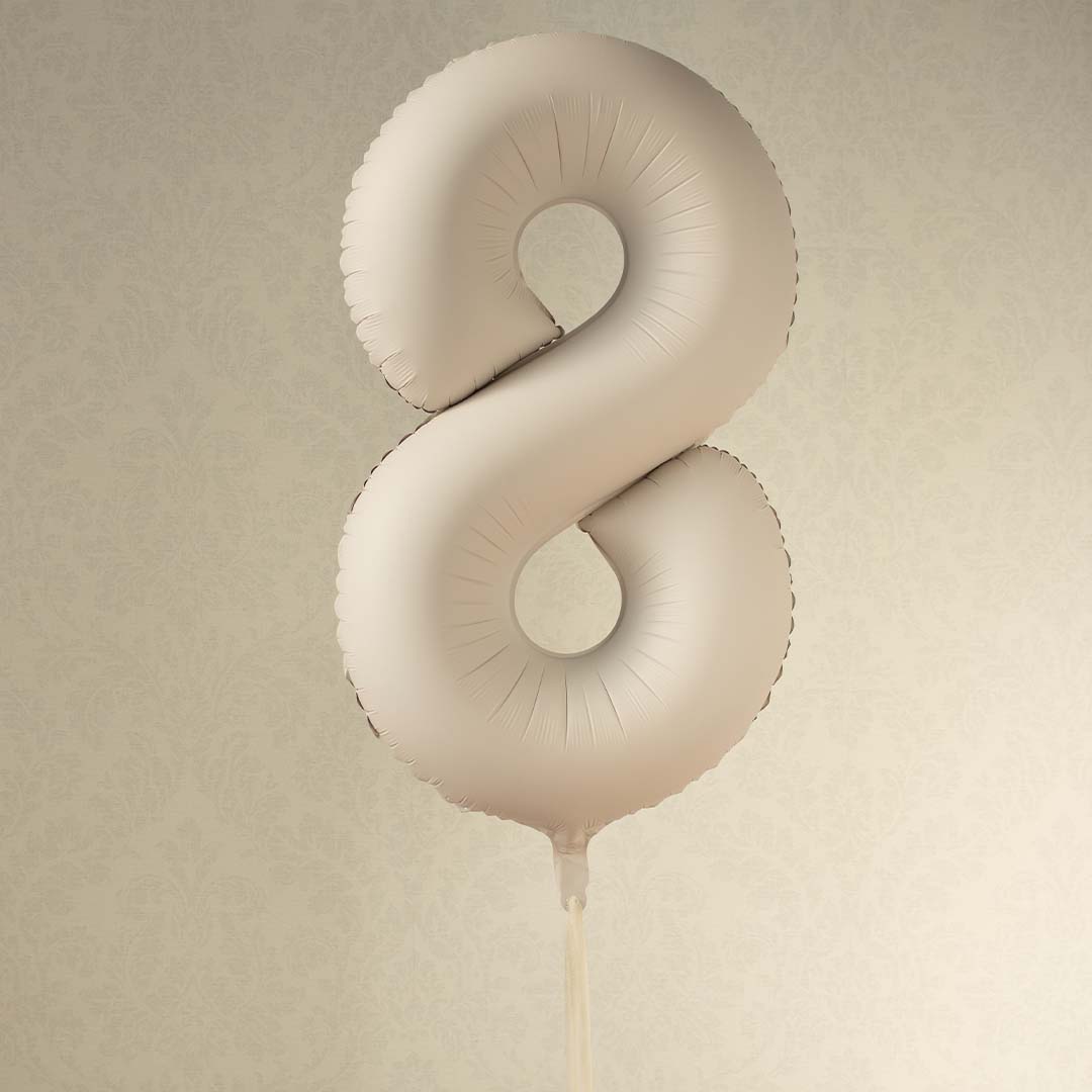 partydeco cijferballon 8 - beige - 86 cm | FB1T-8-013J |  2