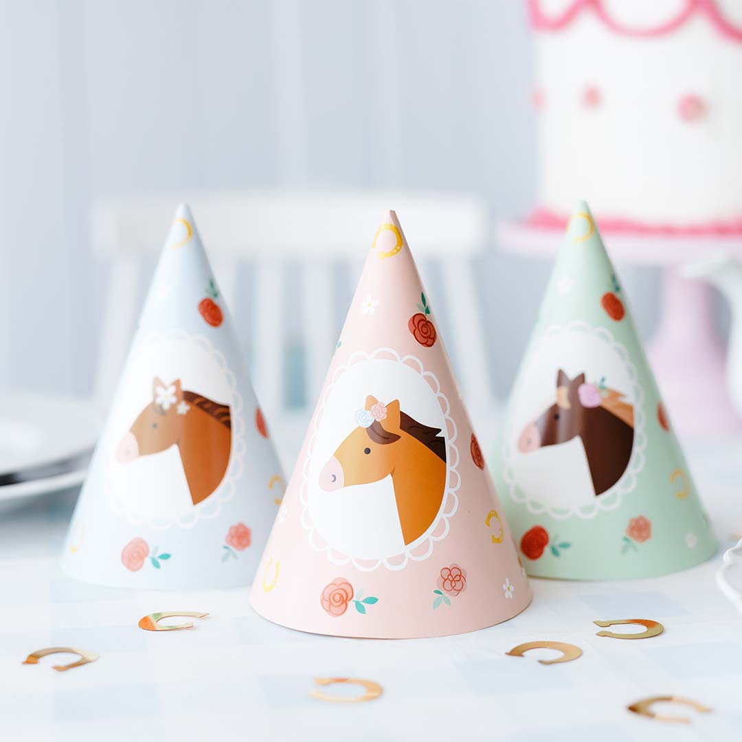 partydeco feesthoedjes - paarden - 6st | CPP32 | 3