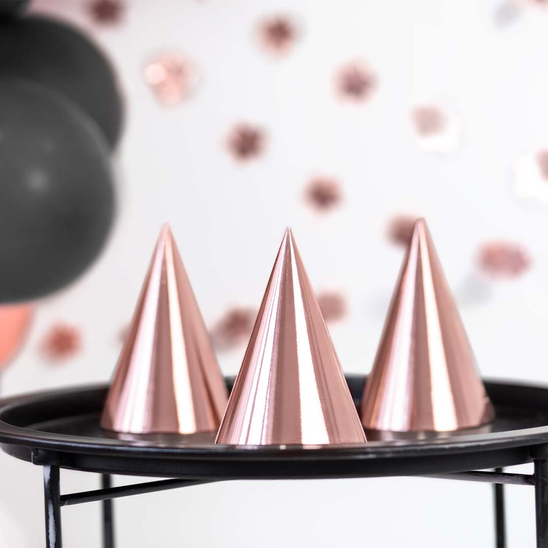 partydeco feesthoedjes - rose goud - 6st |  CZAP6-019R | 2