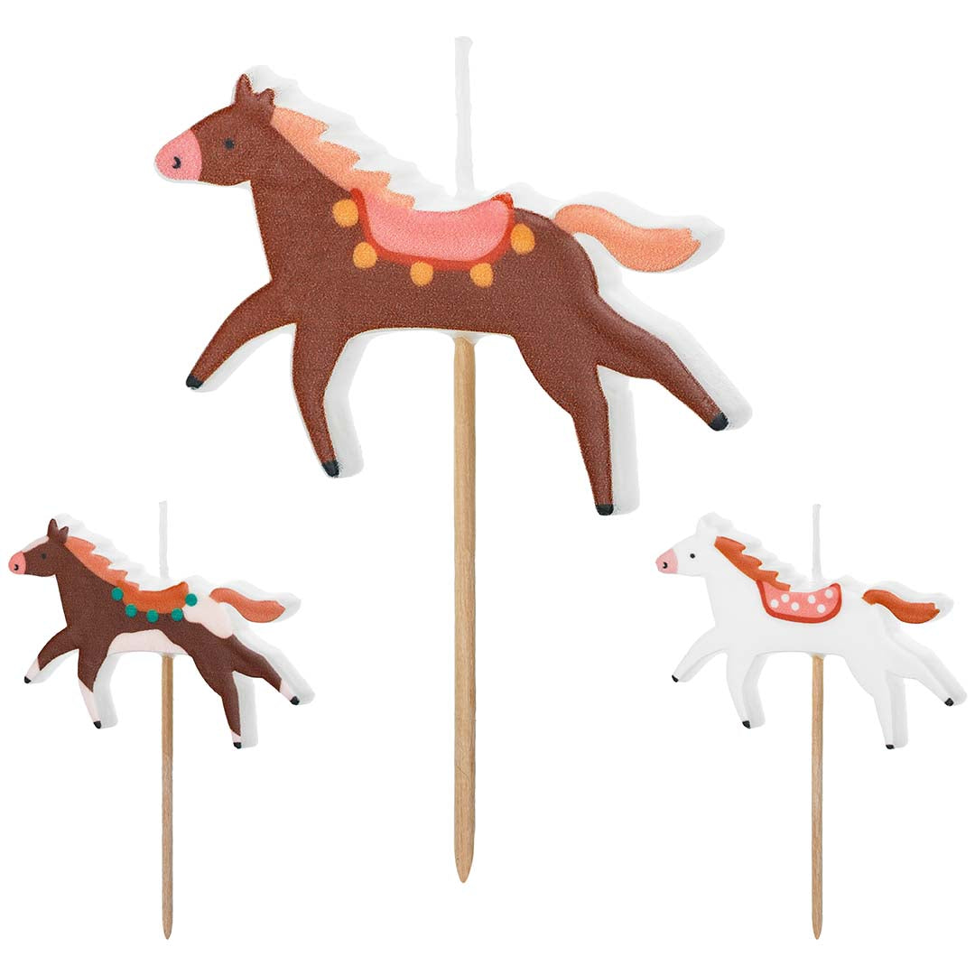 partydeco feestkaarsjes - paarden - 3st | SCS-24 | 1