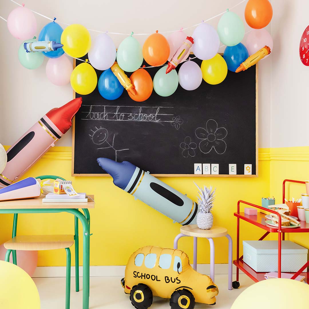 partydeco folieballon krijtje - blauw - 104 cm | FB239-001 | 2
