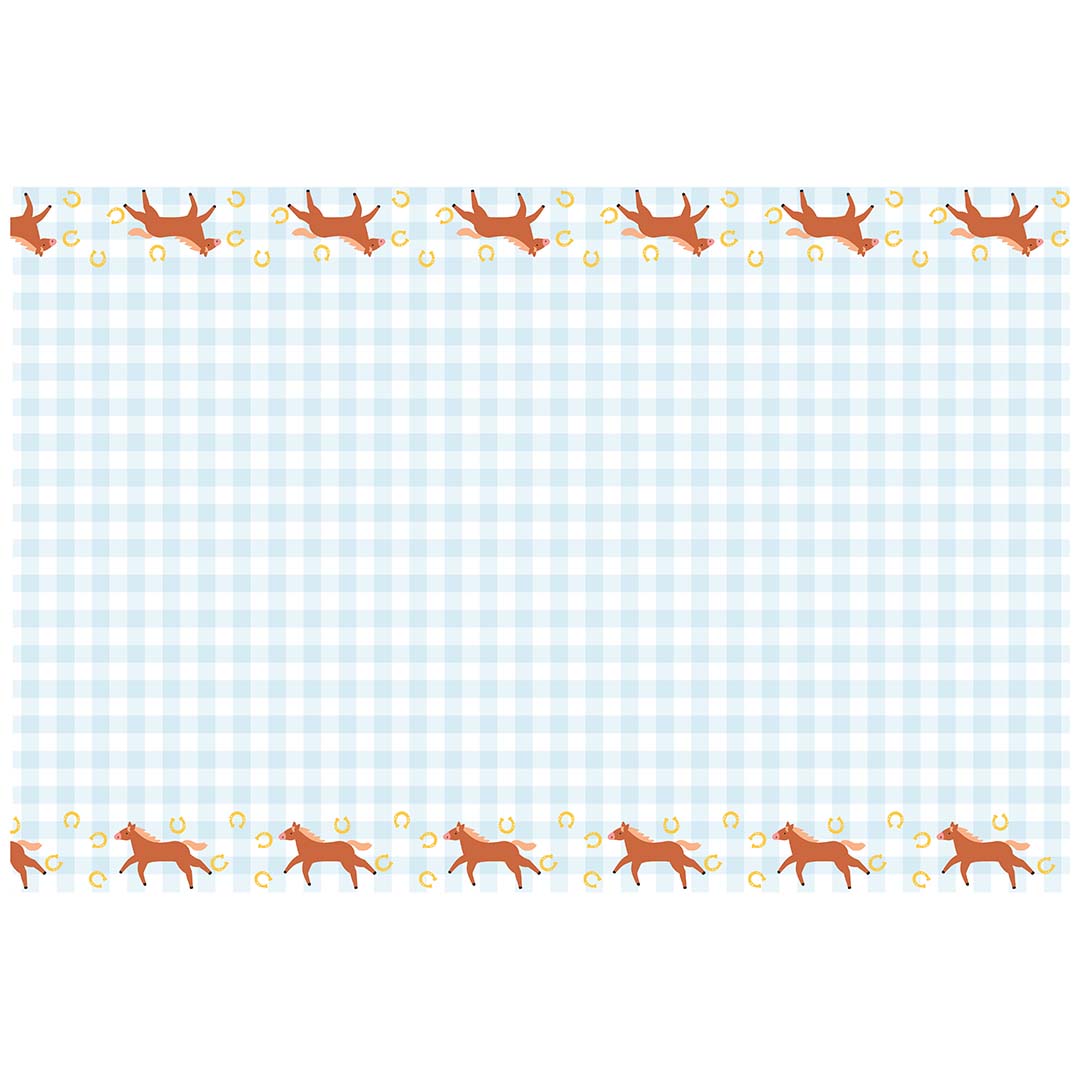 partydeco papieren tafelkleed - ruitjes en paarden | OBP3 | 2