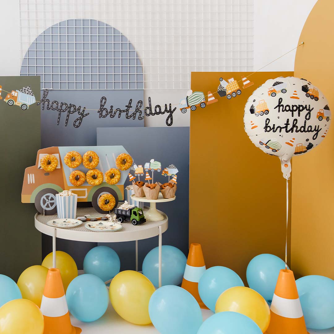 partydeco ronde folieballon bouwvoertuigen - 35 cm | FB213 | 4