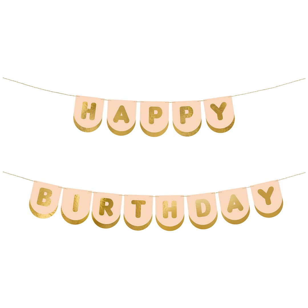 partydeco slinger happy birthday - roze met goud | GRL111 | 1