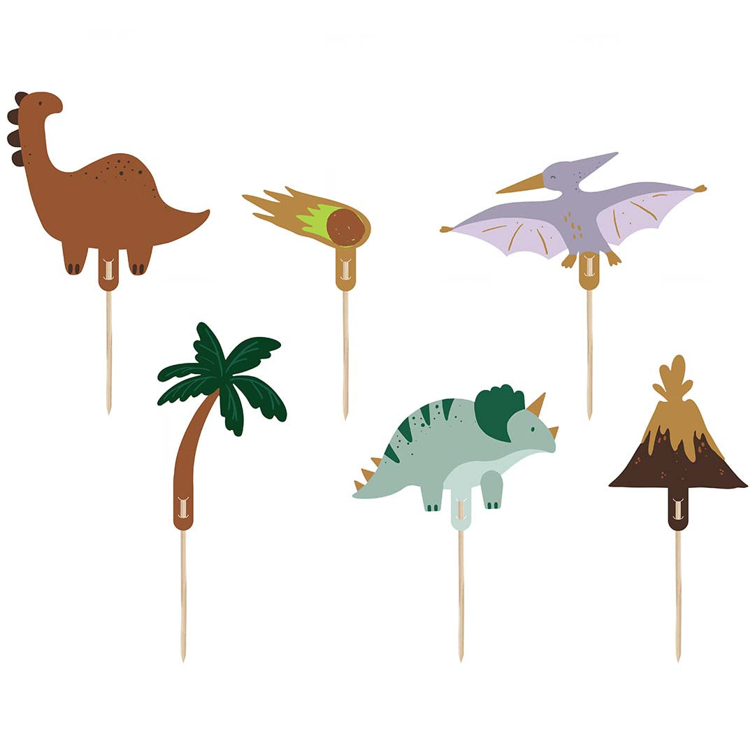 partydeco taartversiering - dinosaurus - 6st | KPT71 | 1