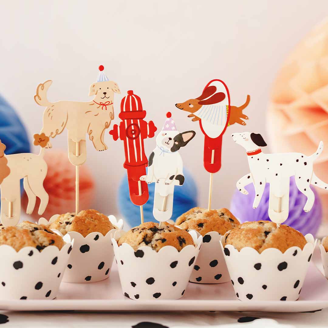 partydeco taartversiering - honden - 7st | KPM38 | 2
