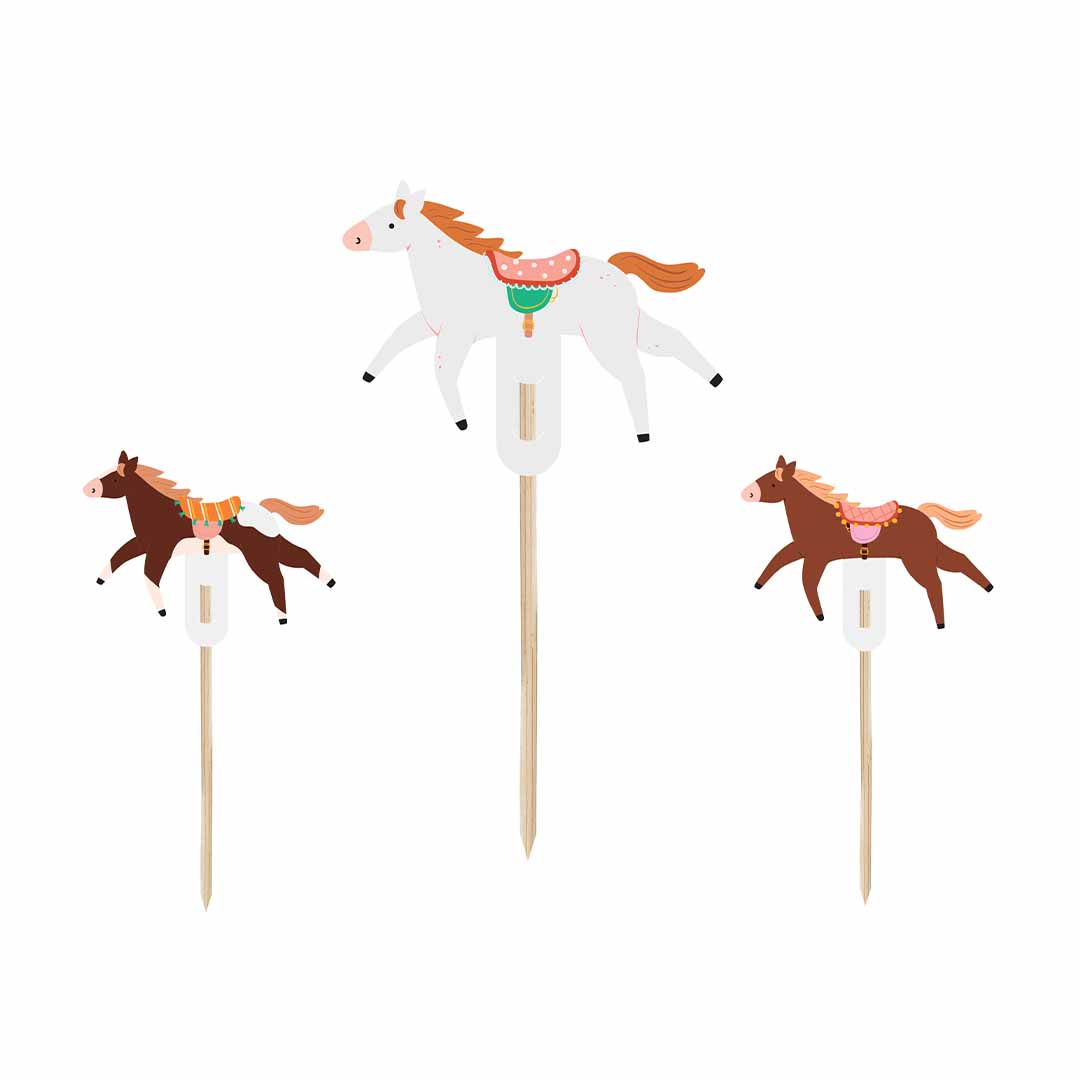 partydeco taartversiering - paarden - 3st | KPM36 | 1