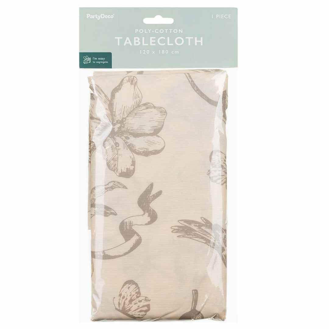 partydeco tafelkleed - beige bloemen | OBS3 | 1