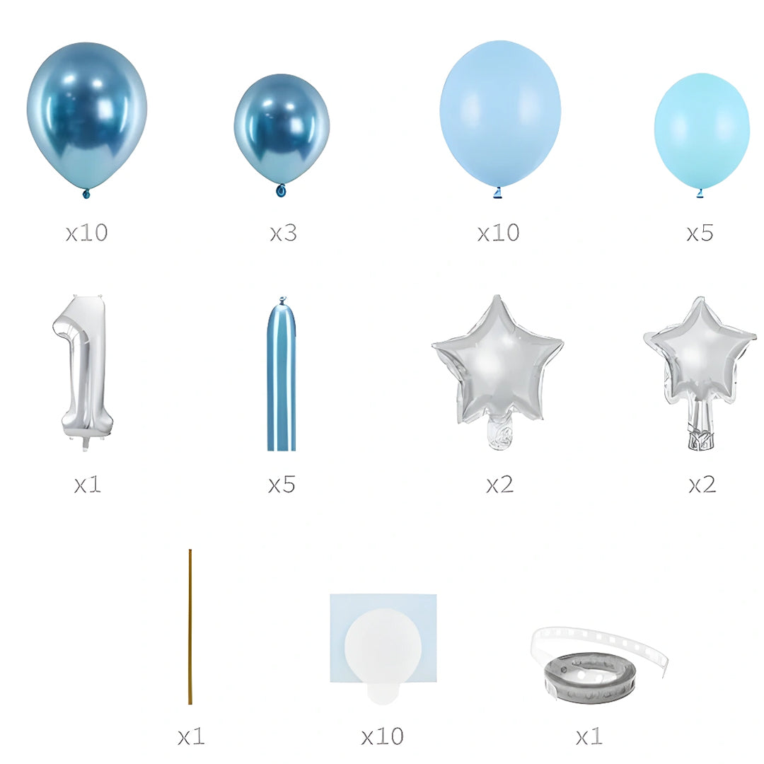 partydeco kit de ballons 1 - bleu - 90x140 cm