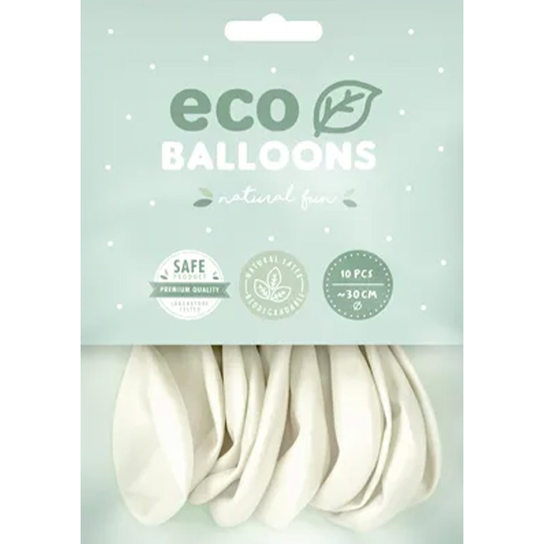 partydeco ballonnen metallic - wit - 30 cm - 10st | ECO30M-008-10 | 2
