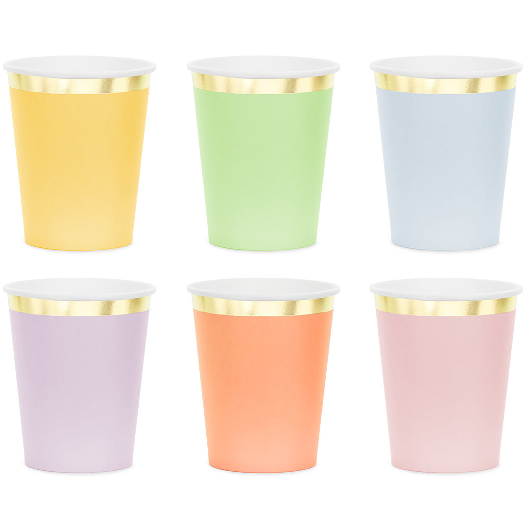 partydeco bekers - pastel - 6st | KPP91-EU1 | 