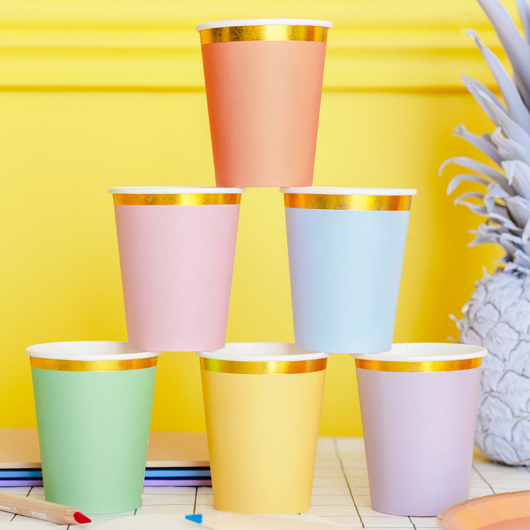 partydeco bekers - pastel - 6st | KPP91-EU1 | 3