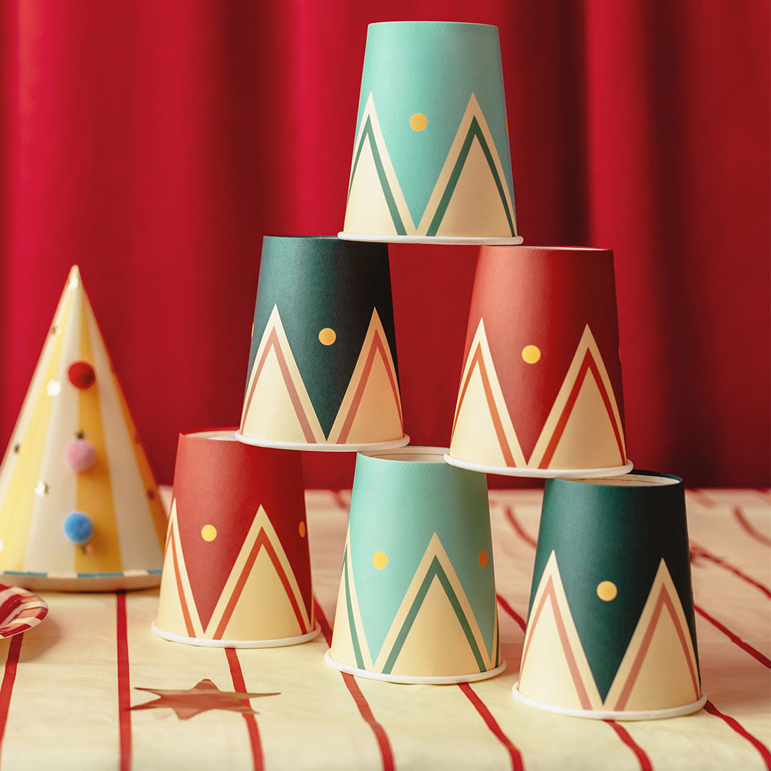 partydeco bekers - circus - 6st | KPP92-EU1 | 2