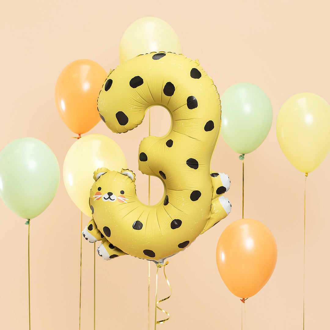 partydeco cijferballon 3 - cheetah - 109 cm | FB163-3 | 4