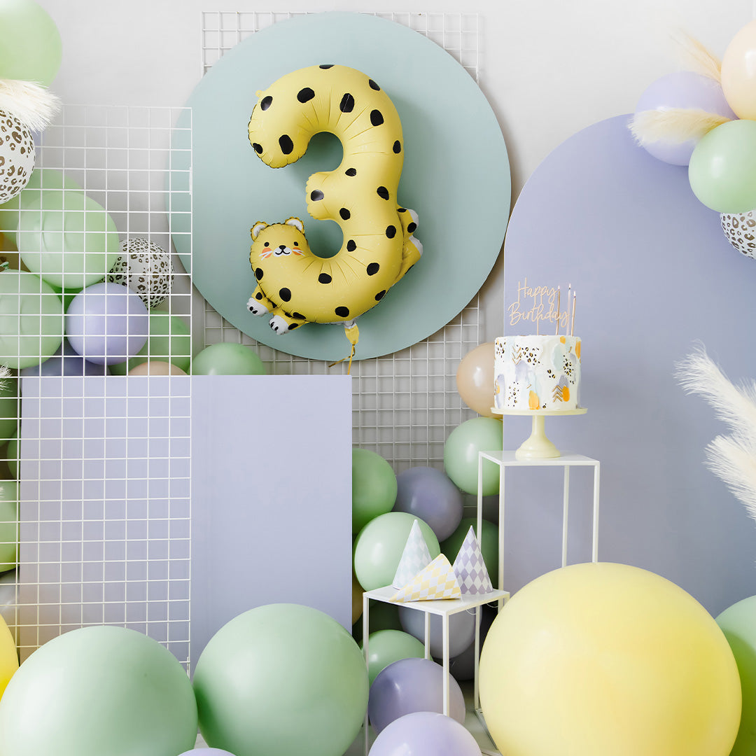 partydeco cijferballon 3 - cheetah - 109 cm | FB163-3 | 2