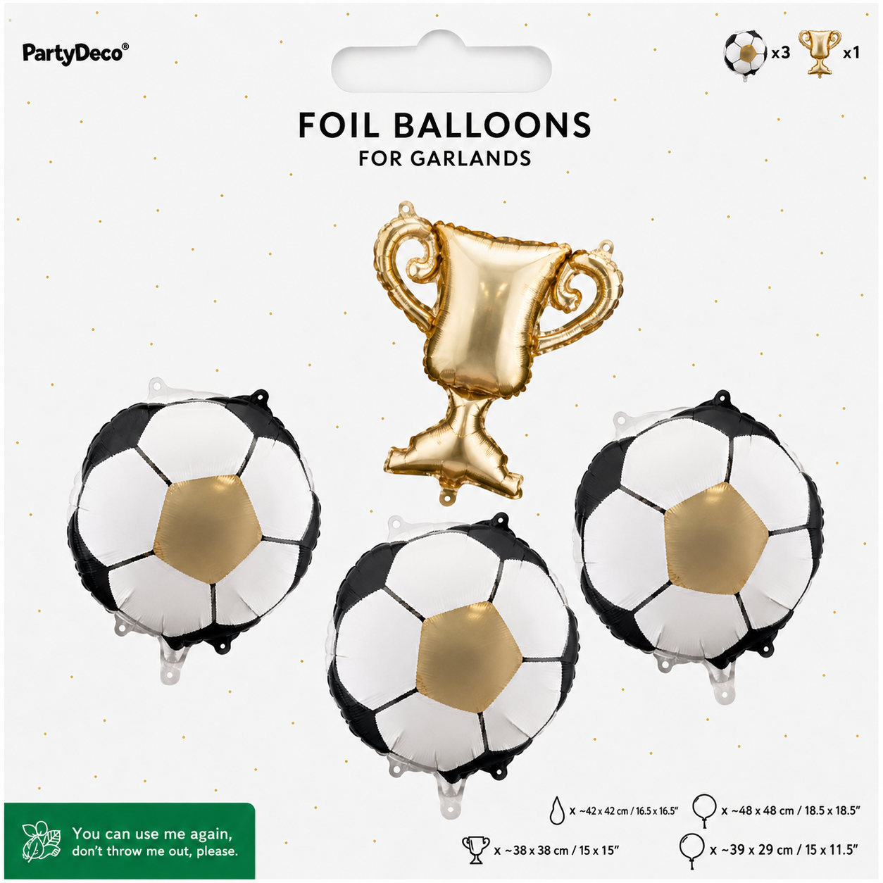 partydeco folieballonnen voor slinger - trofee - 4st | FB301 | 13